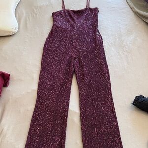 wild fable Plum Sequin Strapless Jumpsuit